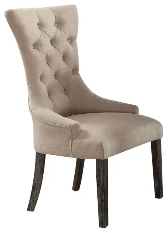 Acme Gerardo Dining Chair Set of 2 Beige Linen and Weathered Espresso