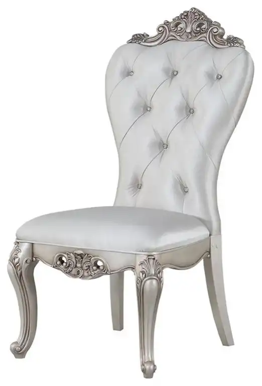 ACME Gorsedd Upholstered Tufted Side Chair in Cream and Golden Ivory Set of 2