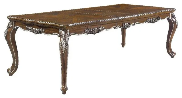 ACME Latisha Wooden Dining Table with Floral Moldings in Antique Oak
