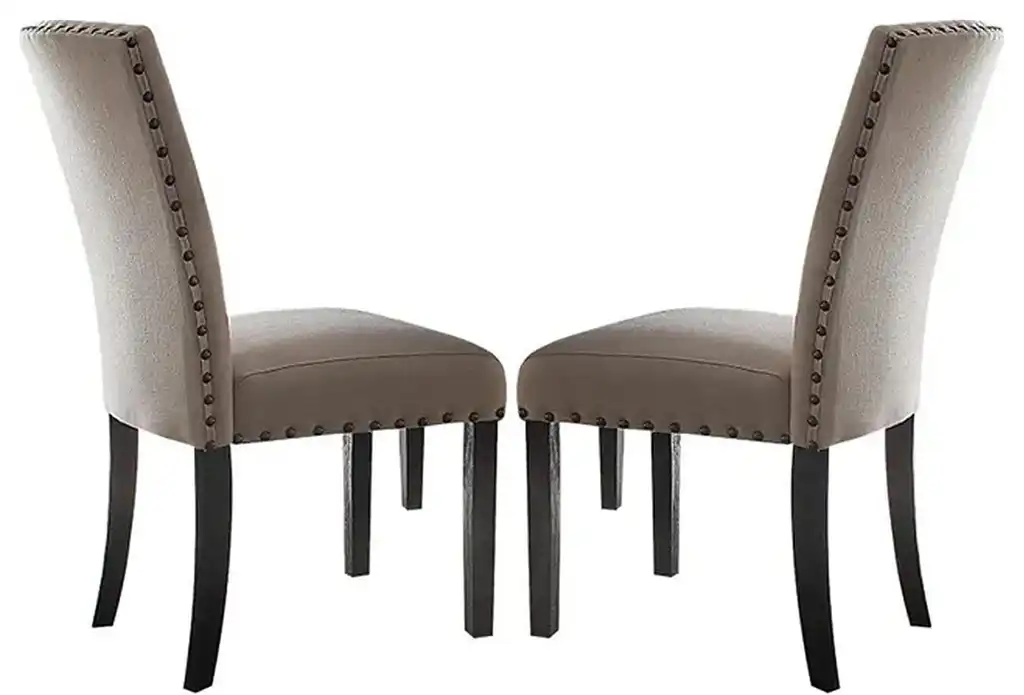 ACME Nolan Side Chair, Set-2 72852 Linen and Salvage Dark Oak
