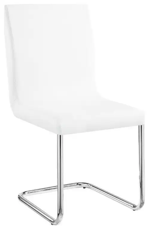 ACME Palton Side Chair (Set-2), White PU & Chrome Finish