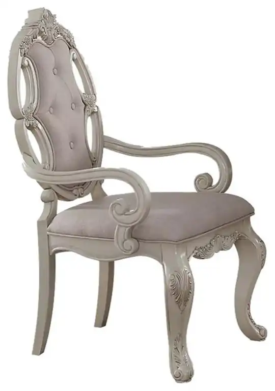 ACME Ragenardus Wooden Dining Arm Chair in Gray and Antique White Set of 2