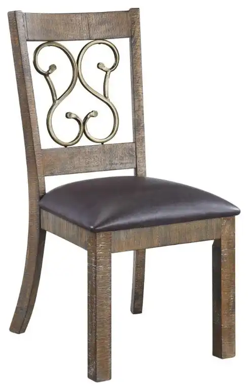 ACME Raphaela Side Chair (Set-2), Black PU & Weathered Cherry Finish