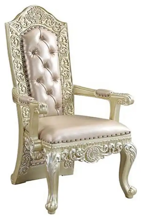 Acme Vatican Arm Chair 1PC/1Ctn PU and Champagne Silver Finish