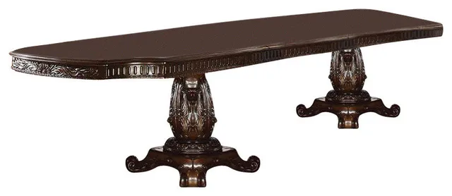 Acme Vendome Double Pedestal Dining Table With Two Leaves, Cherry