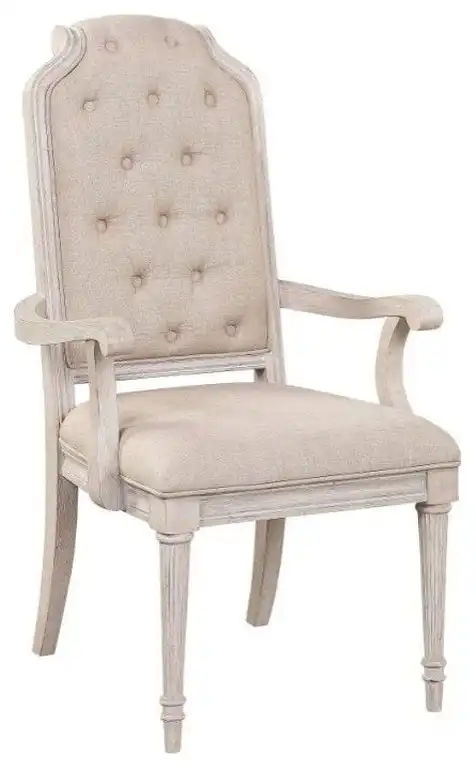 Acme Wynsor Arm Chair, Set of 2, Fabric/Antique Champagne