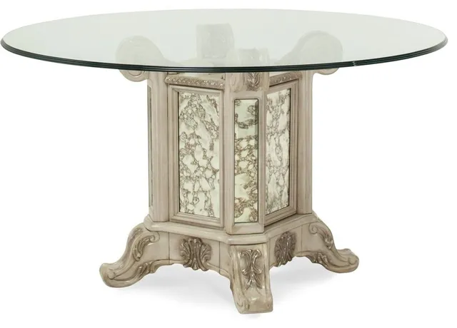 AICO Michael Amini Platine de Royale 54" Round Glass Table