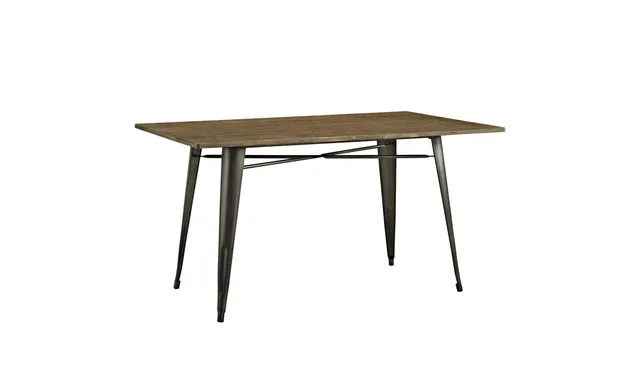 Alacrity 59" Rectangle Bamboo Top and Steel Dining Table, Brown