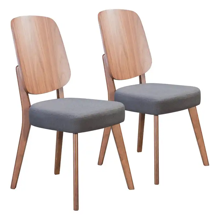 Alberta Dining Chair, Set of 2 Walnut and Dark Gray