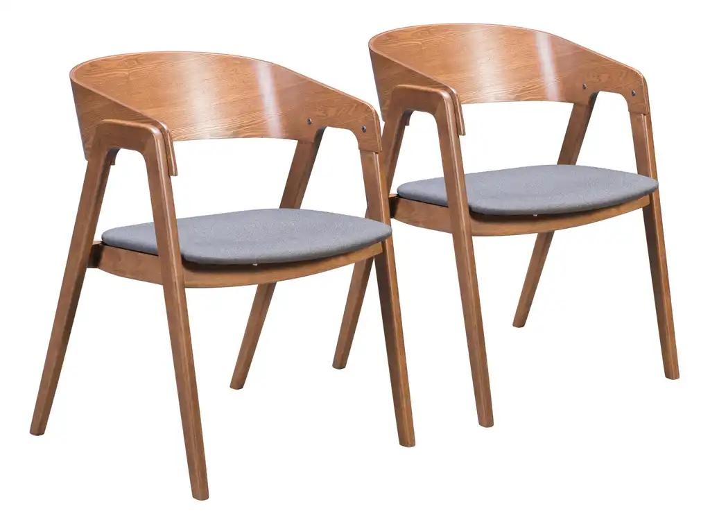 Alden Dining Arm Chair, Set of 2 Walnut and Dark Gray