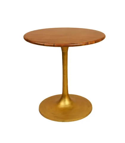 Alden Wood Top 30 In Round Dining Table, Elm/Antique Gold