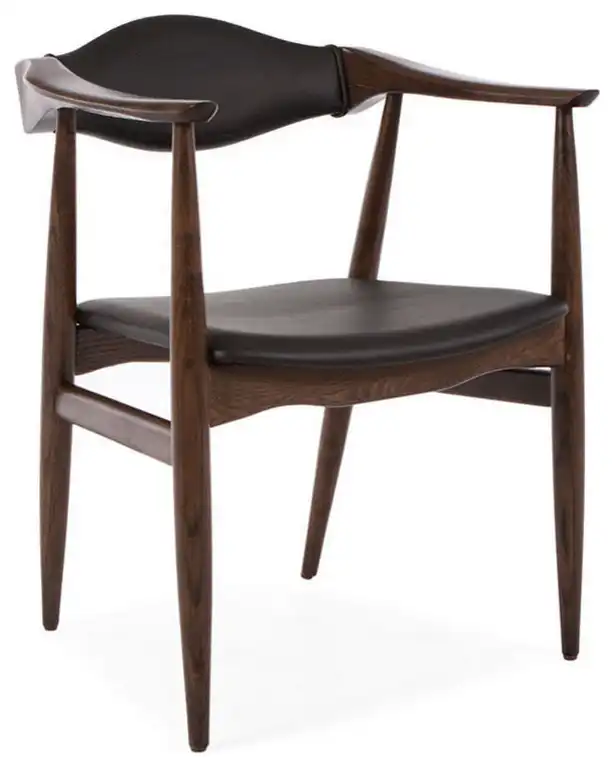 Aline Mid-Century Leather Dining Armchair, Wenge
