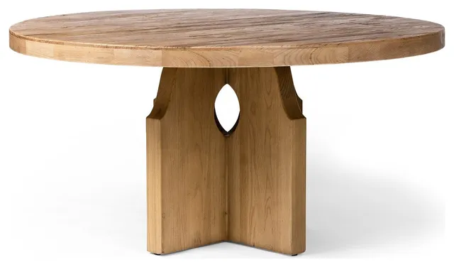Allandale Round Dining Table, Reclaimed Natural Elm