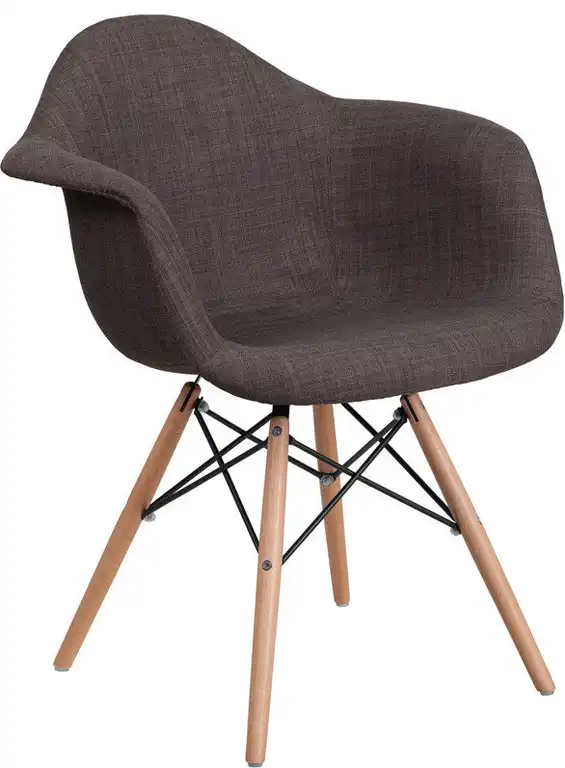 Alonza Series Siena Gray Fabric Chair With Wood Base, Siena Gray