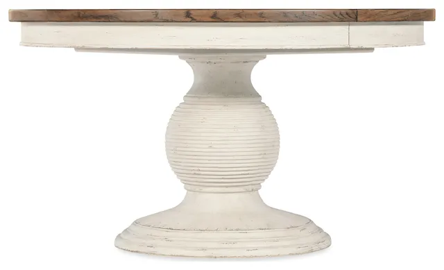 Americana Round Pedestal Dining Table With1-22in leaf