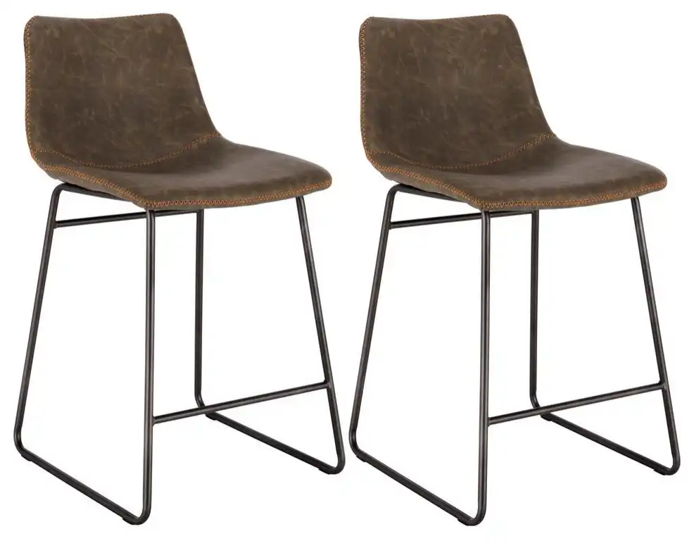 AmeriHome Classic Faux Leather 24 inch Counter Height Chair Set - Coffee