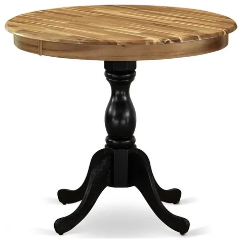 AMT-ANB-TP - Dining Table for Compact Space - Natural Top & Black Pedestal