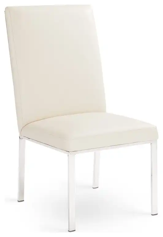 Andes Dining Chairs Set of 2 Silver Frame With Pattern Back Taupe Faux Leather
