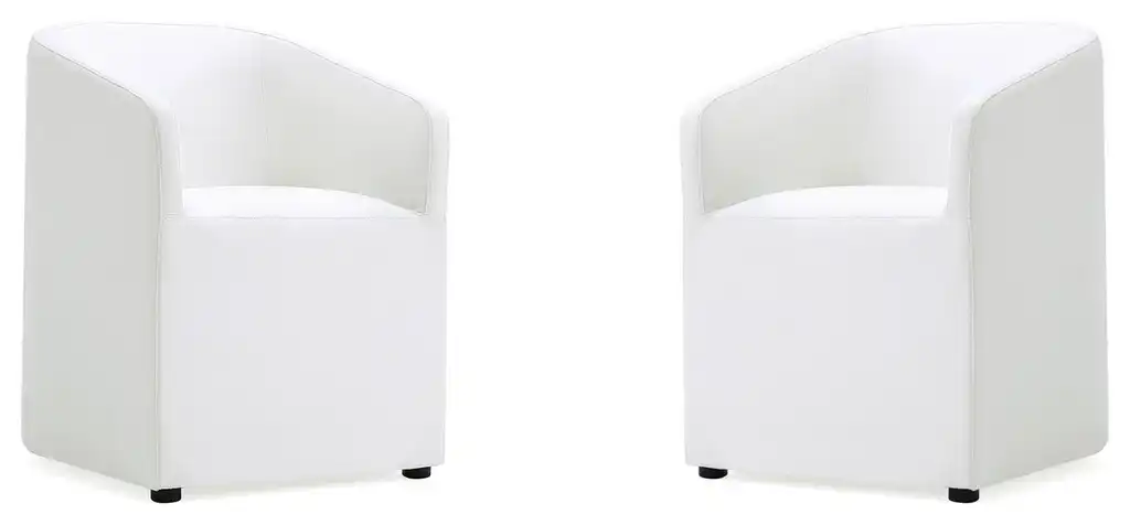 Anna Round Faux Leather Dining Chair, Cream Set of 2
