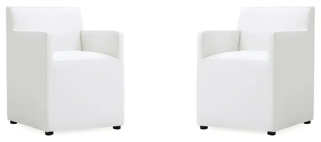Anna Square Faux Leather Dining Chair, Cream Set of 2