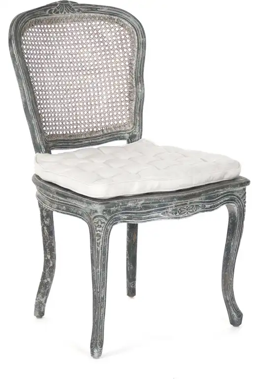 Annette Chair - Distressed Blue Frame, Off-White Linen