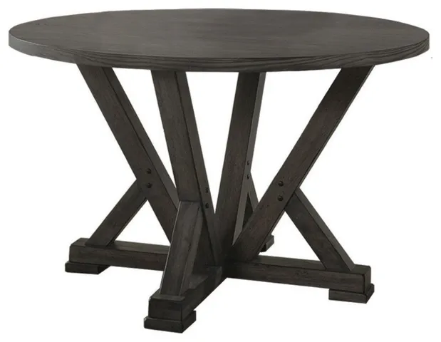 Antique Rustic Gray Round Dining Table
