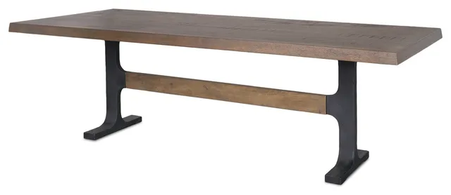 Araxi Rectangular Dark Brown Wood With Black Metal Base Dining Table