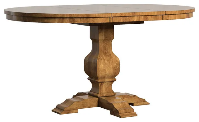 Arbor Hill Two-Tone Oval Pedestal Base Extendable Dining Table, Oak