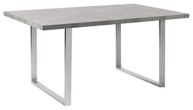 Armen Living Fenton Modern Wood Top Dining Table in Cement Gray/Silver