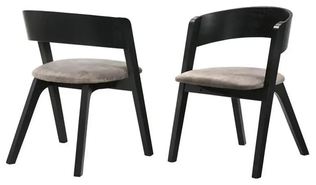 Armen Living Jackie 18" Fabric & Wood Dining Accent Chairs in Black/Brown