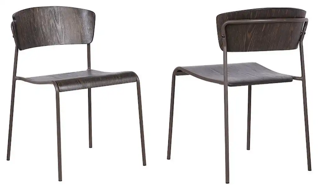 Armen Living Nick Set of 2 Metal Dining Accent Chairs, Brown PC- LCNKSIBRWA
