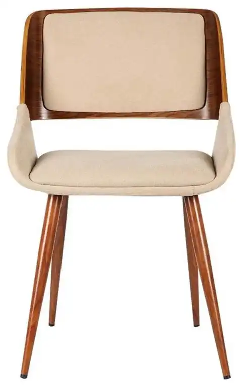 Armen Living Panda Modern Fabric Dining Chair in Walnut Wood and Brown