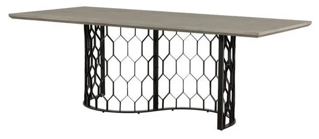 Armen Living Solange Rectangular Metal & Concrete Dining Table in Black/Gray