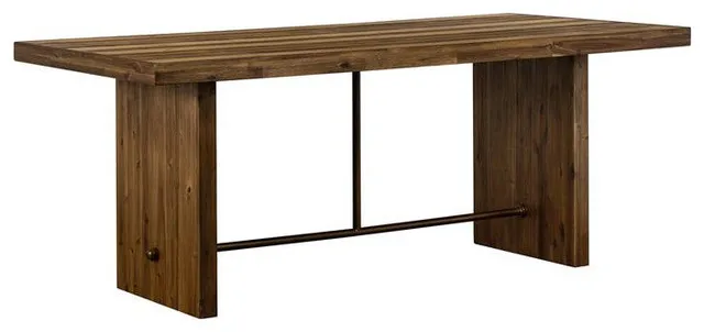 Armen Living Superb Trestle Contemporary Wood Top Dining Table in Oak