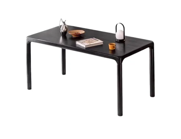 Ash Solid Wood Dining Table Black Nordic, Dining Table 55.1"