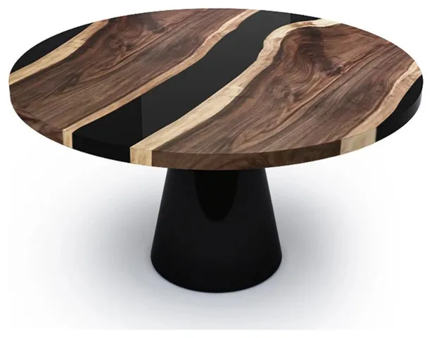 Asolo Walnut Round Table, Black, 2 Seater