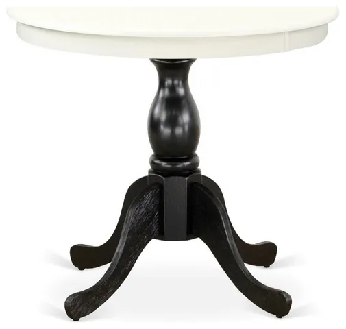 AST-LBK-TP - Modern Table - Linen White Table Top and Black Pedestal Leg Finish