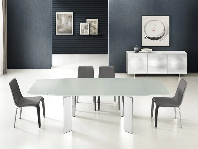 Astor Manual Dining Table with Stainless Base and White Top