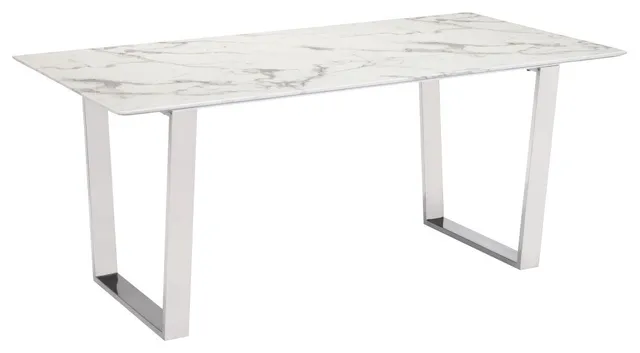 Atlas Dining Table White & Silver