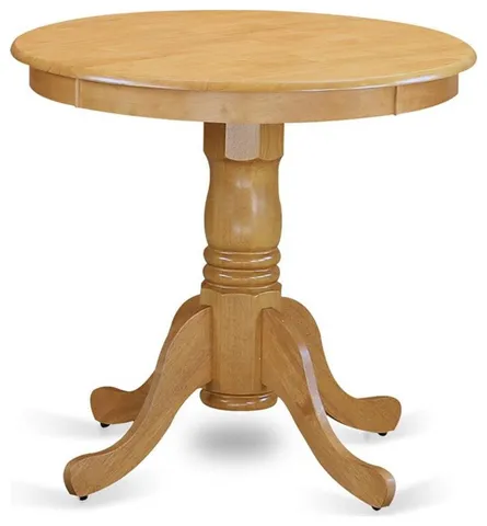 Atlin Designs Round Rubber Wood Dining Table in Oak