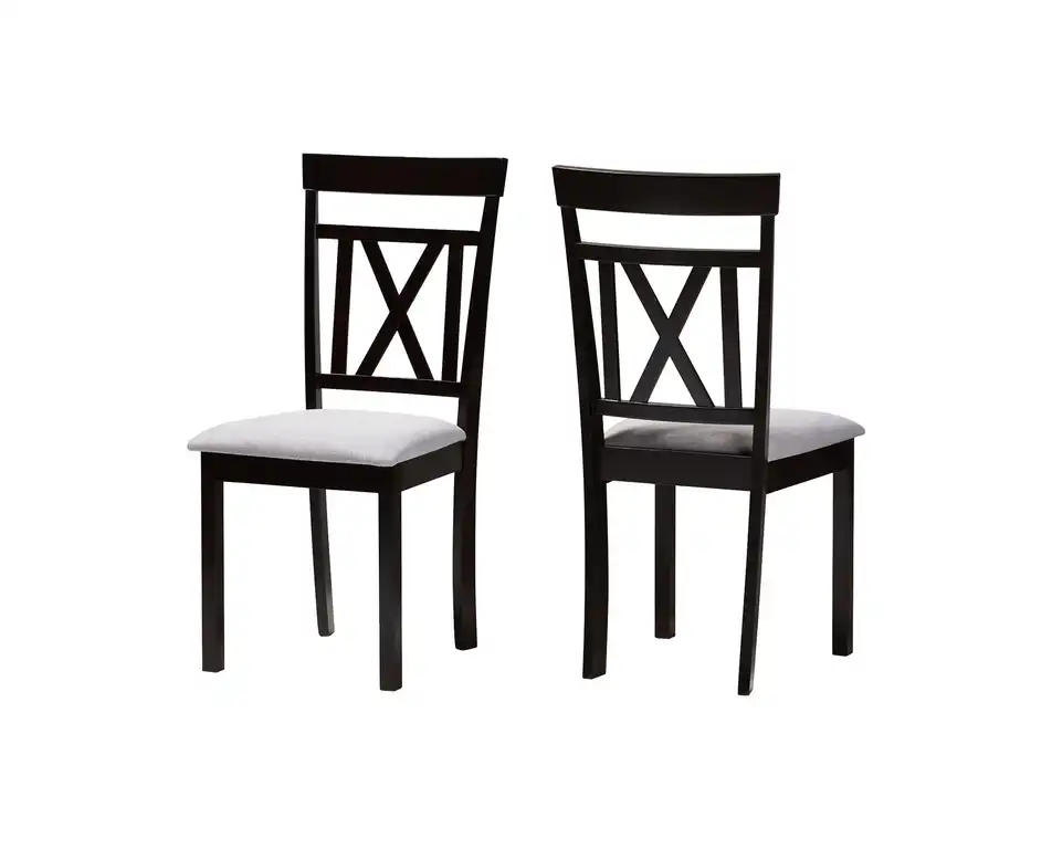 Aureole Contemporary Gray Upholstered and Espresso Brown Dining Chair, Set of 2