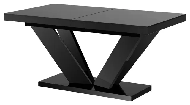 AVIV High Gloss Extendable Dining Table, Black