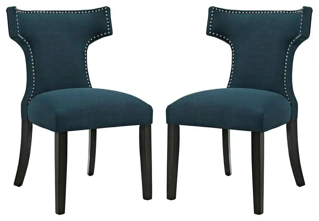 Azure Curve Dining Side Chair Fabric Set of 2
