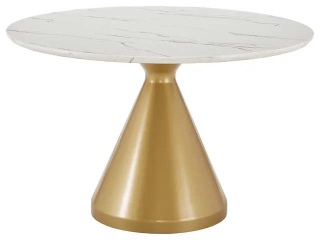 Bamford 46" Wide White Faux Marble Round Dining Table