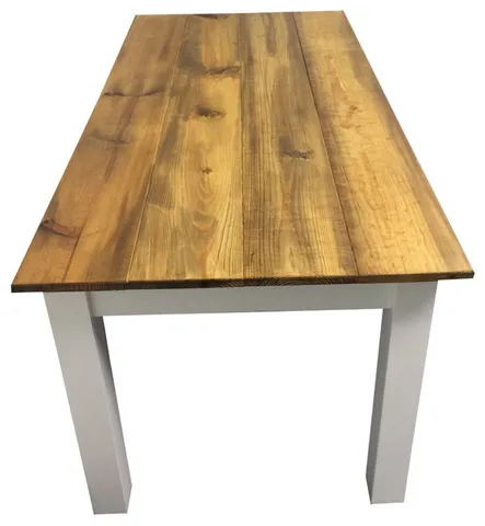 Barn Wood and White Farm Table, 54"