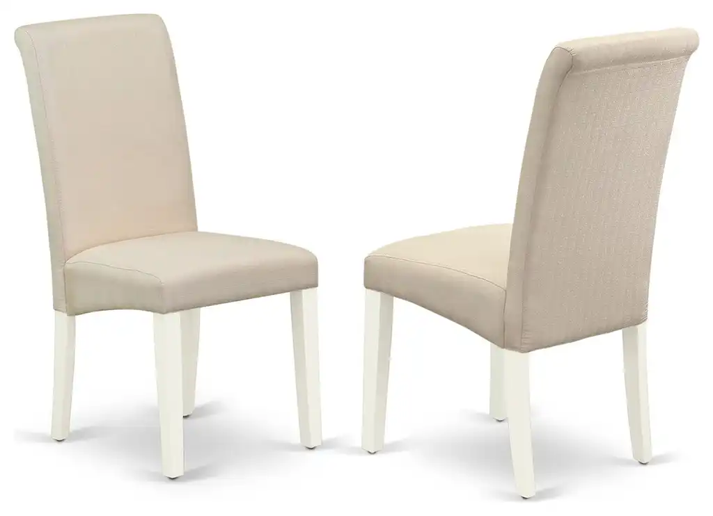 Barry Parson Chair White Leg and Linen Fabric Cream Set of 2