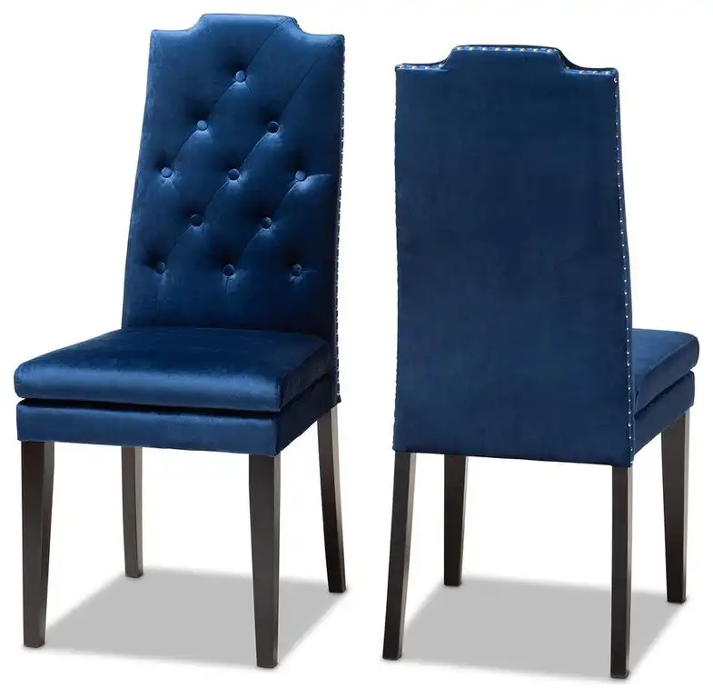 Baxton Studio Dylin Modern and Contemporary Navy Blue Velvet Fabric...