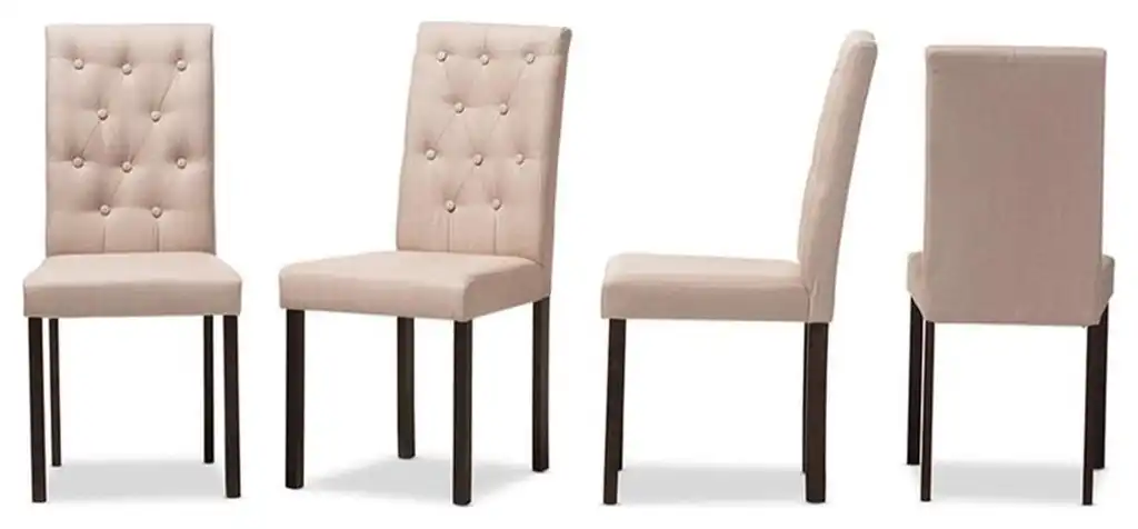 Baxton Studio Gardner Tufted Dining Side Chair in Beige (Set of 4)