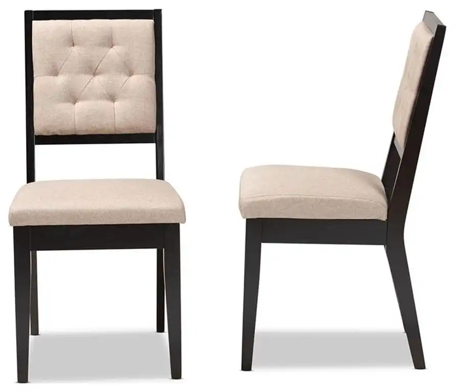 Baxton Studio Gideon Sand and Dark Brown Finished Wood 2-Piece Dining Chair Set
