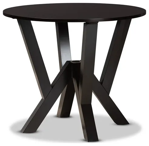 Baxton Studio Irene Dark Brown Finished 35-Inch-Wide Round Wood Dining Table